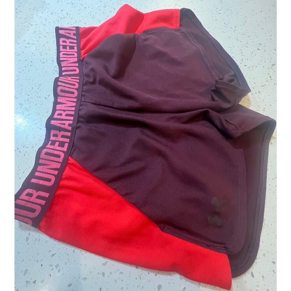 UNDER ARMOUR HEAT GEAR RUNNING SHORTS MAROON PINK WOMENS XS